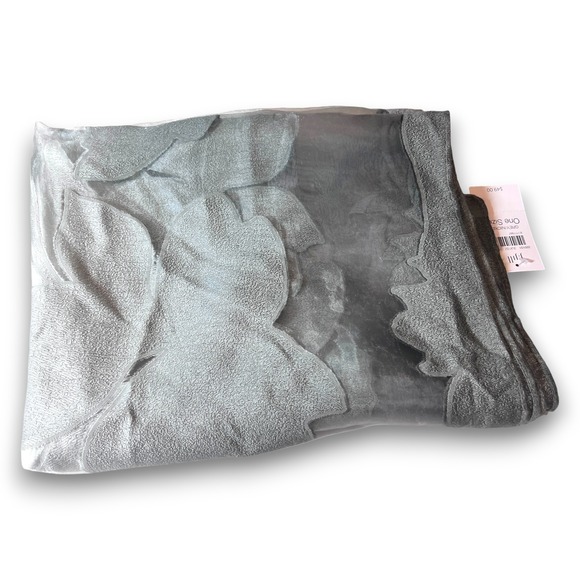 J. Jill Accessories - J.Jill Grey Nickel Floral Sheer Scarf One Size Lightweight Wrap  23" x 72"